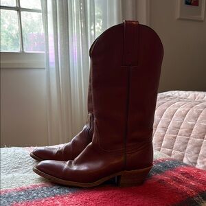 Dark red Leather Cowboy Boots